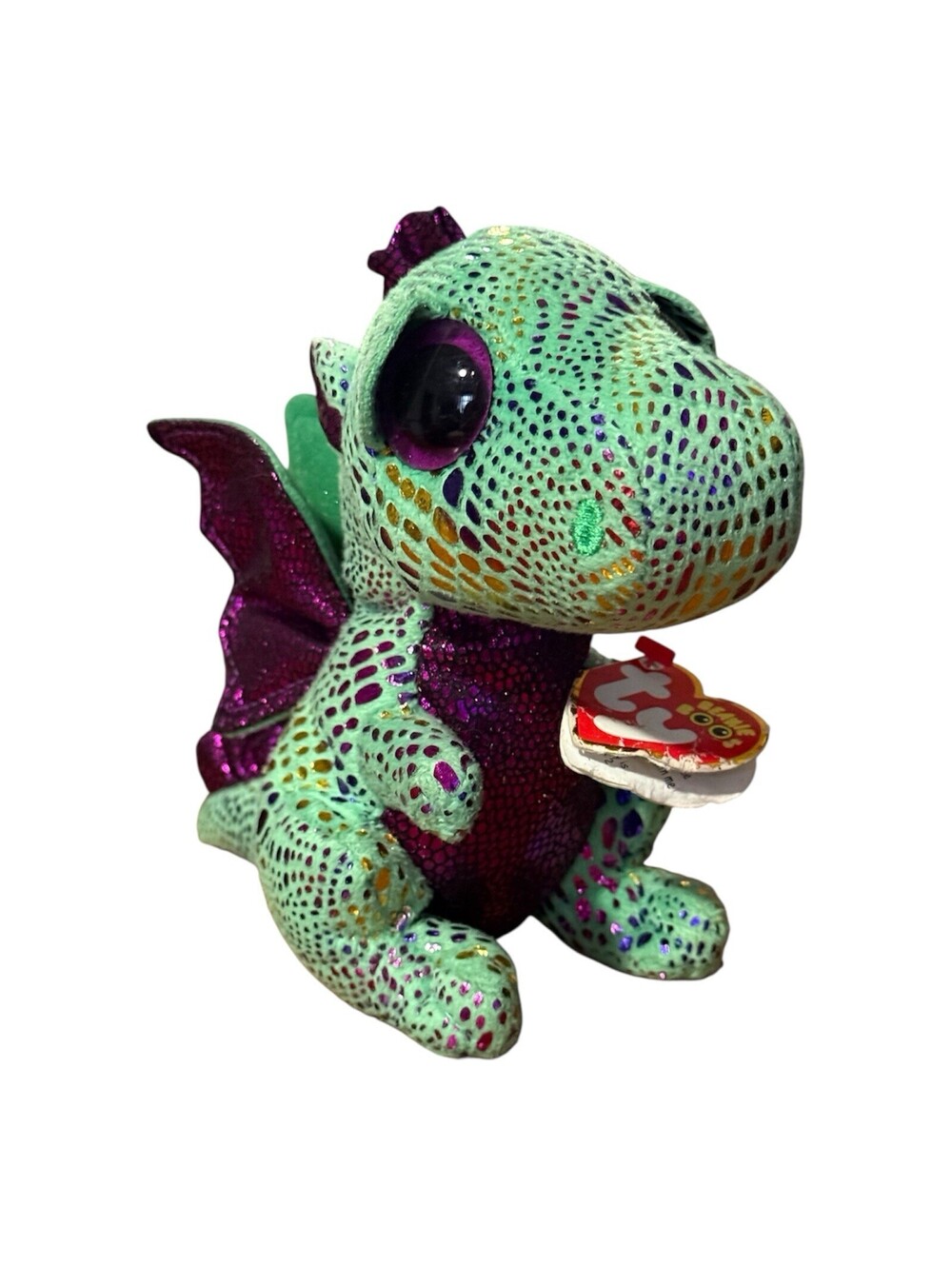 Ty Beanie Boos Cinder The Green Dragon Plush Toy New But Tag Is Damaged